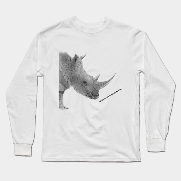 Rhinoceros, rhino, wander alone like a rhinoceros, endangered animal Long Sleeve T-Shirt by The world through children's eyes